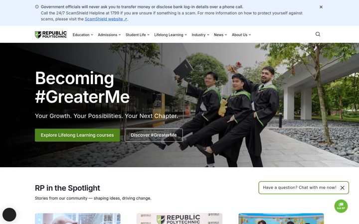 Skärmbild av rp.edu.sg