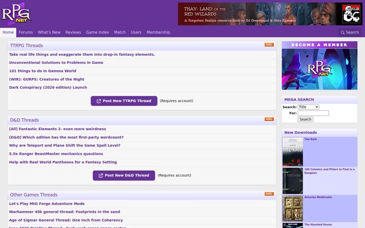 Screenshot von rpg.net