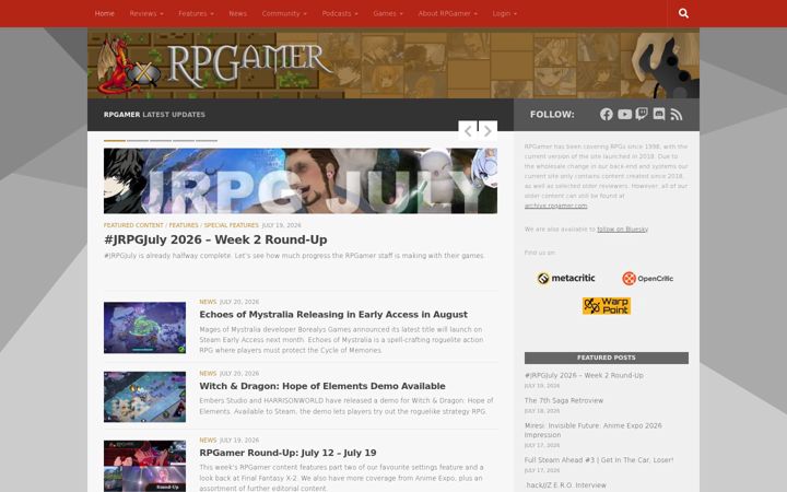 Screenshot of rpgamer.com