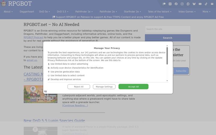 Screenshot of rpgbot.net