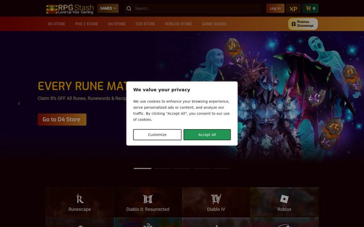 Screenshot of rpgstash.com