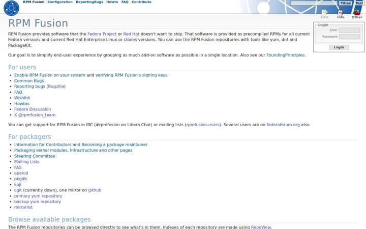 Screenshot of rpmfusion.org