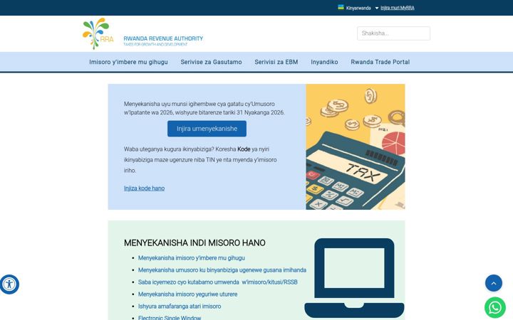Screenshot of rra.gov.rw
