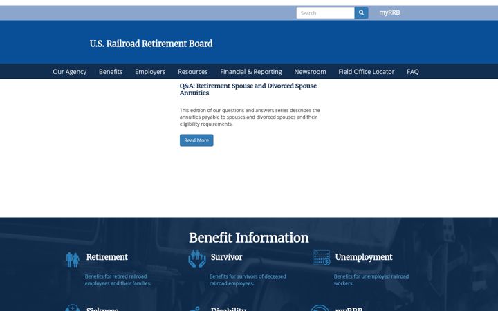 Екранна снимка на rrb.gov
