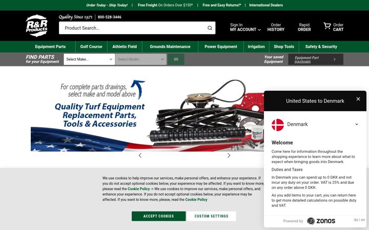 Screenshot of rrproducts.com