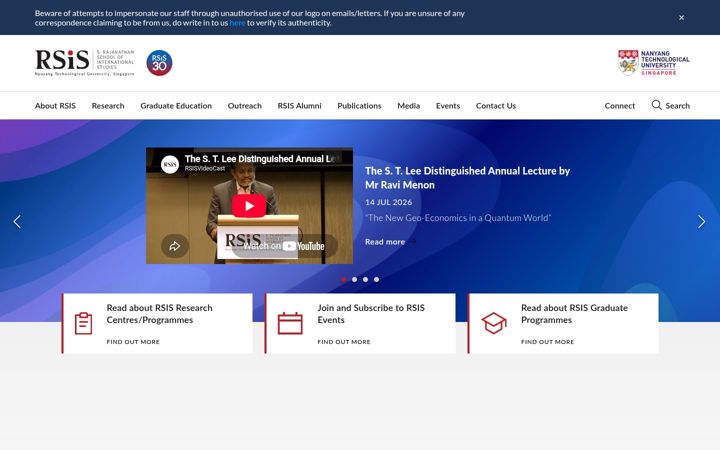 Screenshot of rsis.edu.sg
