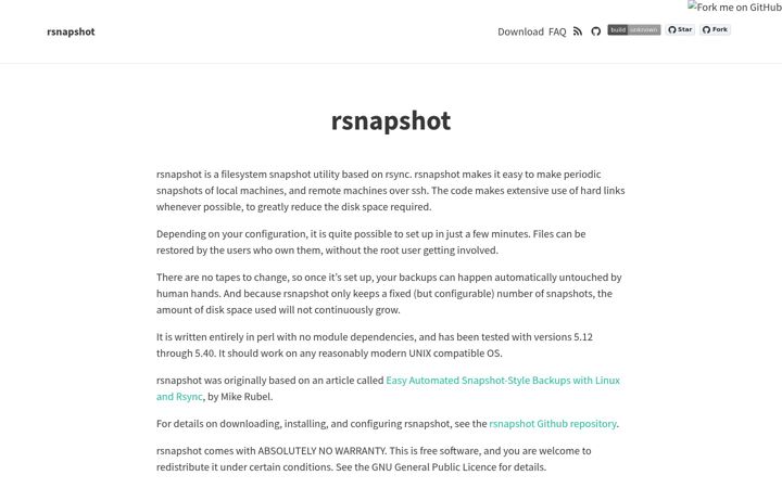 Screenshot of rsnapshot.org