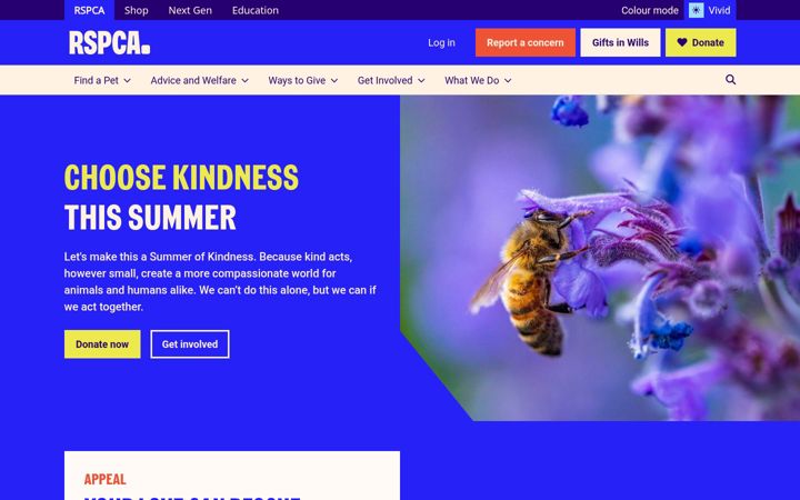 Screenshot of rspca.org.uk