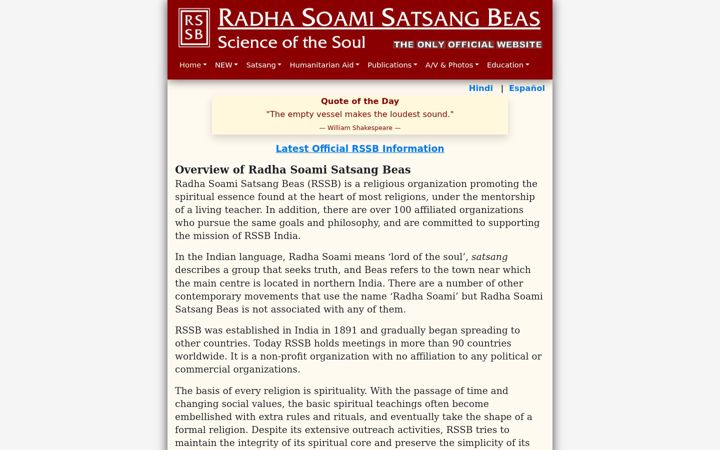 Screenshot of rssb.org
