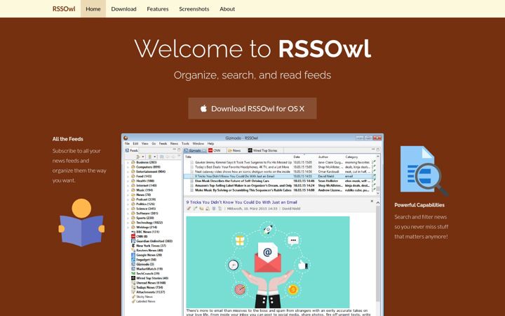 Képernyőkép: rssowl.org