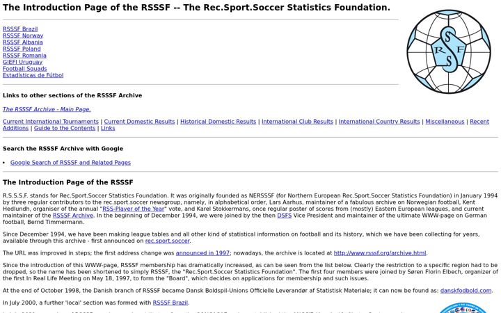 Screenshot of rsssf.org