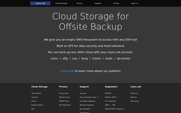 Screenshot of rsync.net