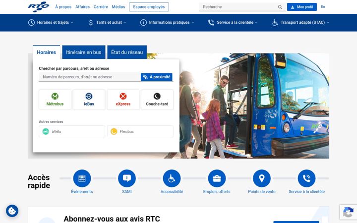 Screenshot of rtcquebec.ca