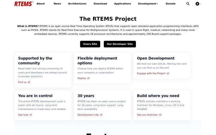 Screenshot of rtems.org