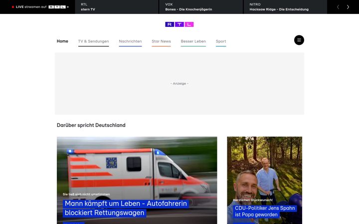 Screenshot von rtl.de