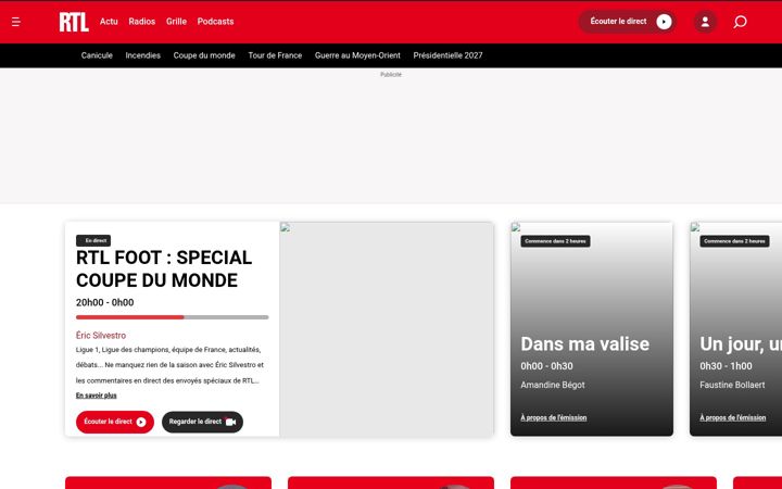 Snímek obrazovky rtl.fr