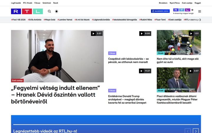 Screenshot von rtl.hu