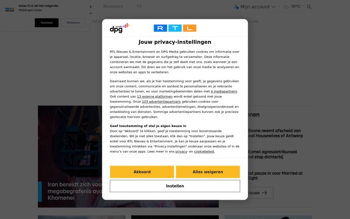 Screenshot stránky rtl.nl