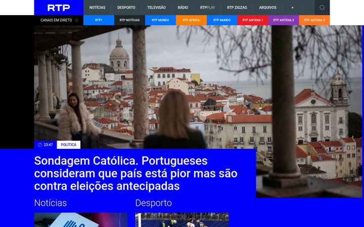 Skjámynd af rtp.pt