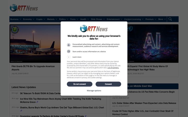 Screenshot of rttnews.com