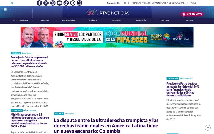 Screenshot of rtvcnoticias.com