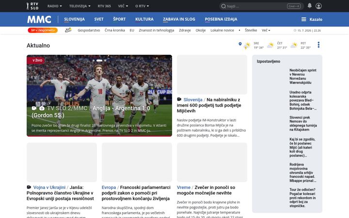 Captură de ecran a rtvslo.si
