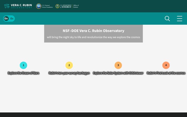 Screenshot of rubinobservatory.org
