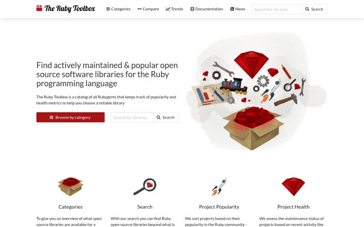 Screenshot of ruby-toolbox.com