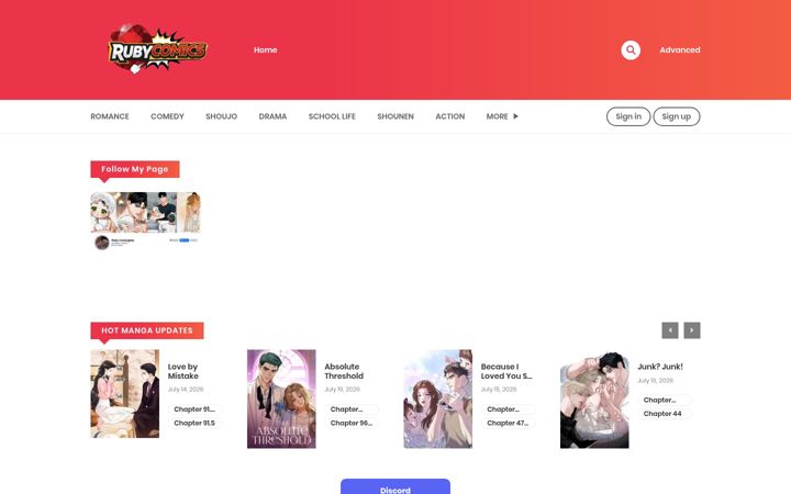 Screenshot di rubycomics.net