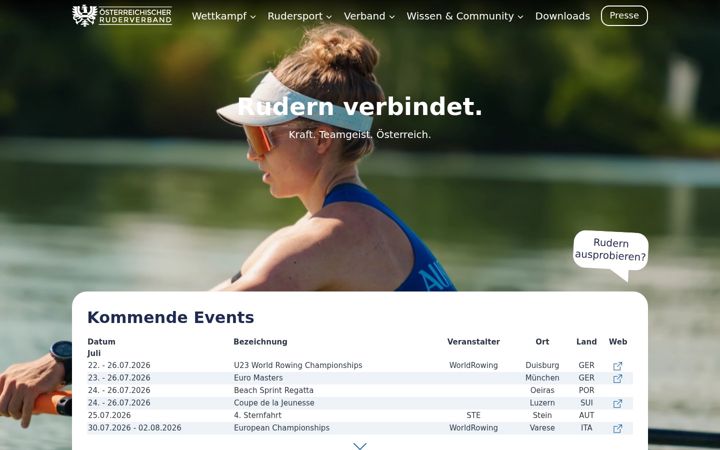 Screenshot of rudern.at