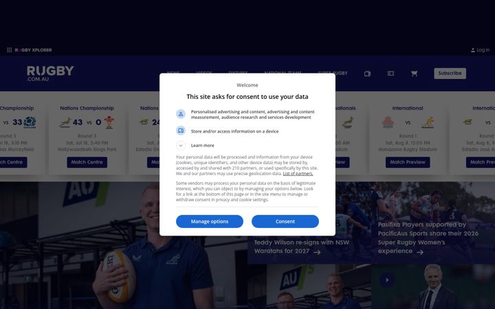 Screenshot of rugby.com.au