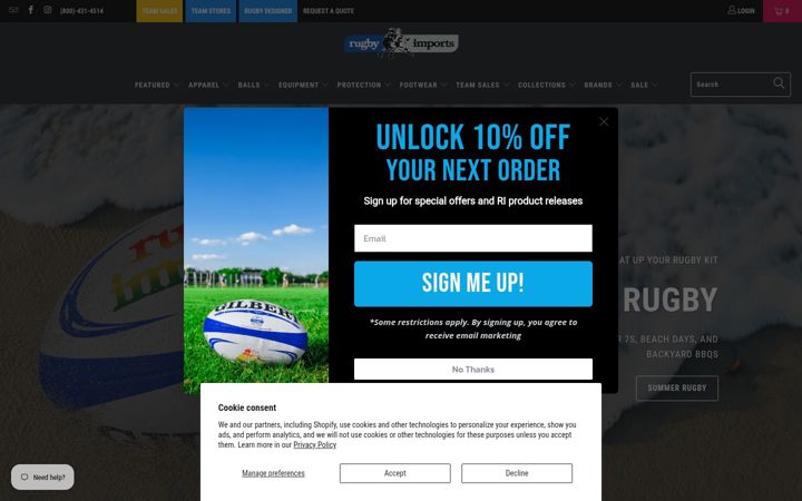 Skjermbilde av rugbyimports.com