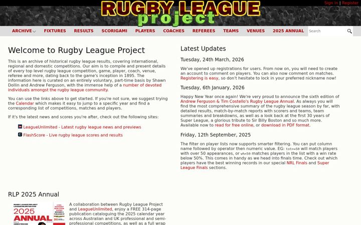 Screenshot of rugbyleagueproject.org