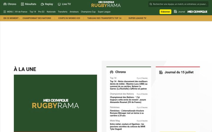 Screenshot ta' rugbyrama.fr
