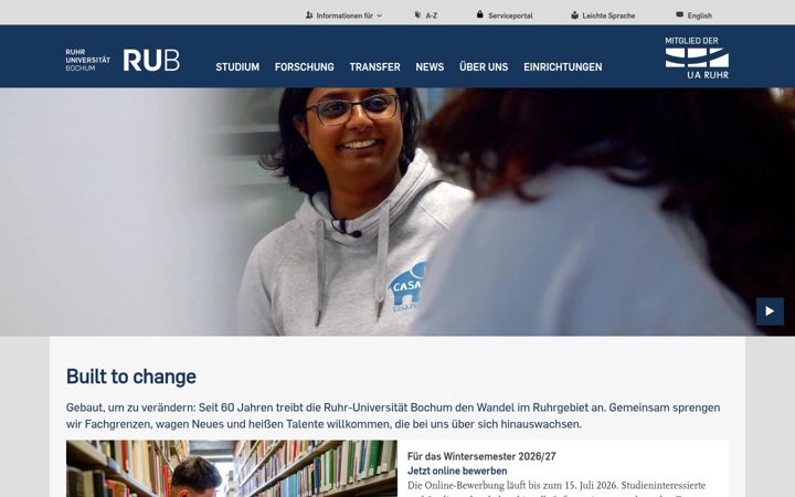 Screenshot von ruhr-uni-bochum.de