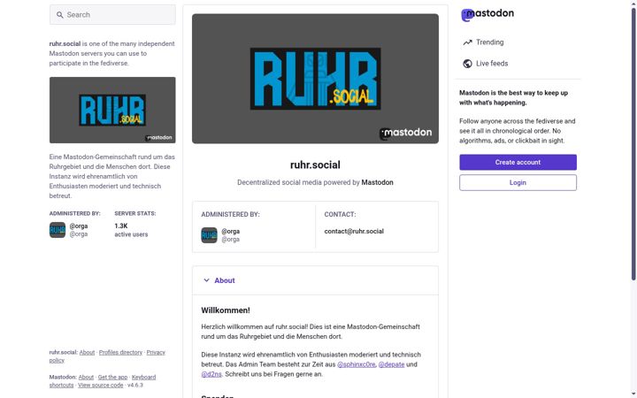 Screenshot of ruhr.social