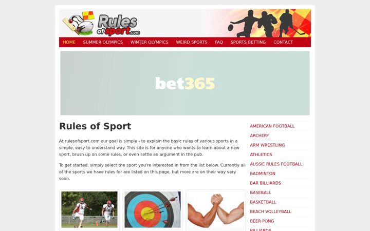 Zrzut ekranu rulesofsport.com