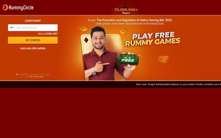 Screenshot of rummycircle.com