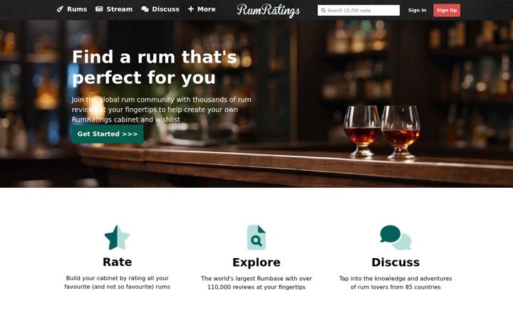 Screenshot of rumratings.com