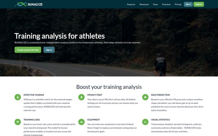 Screenshot of runalyze.com