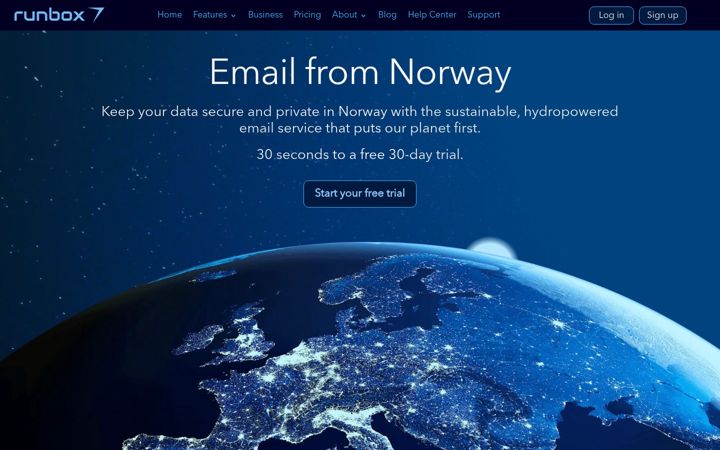 Ekrānuzņēmums no runbox.com