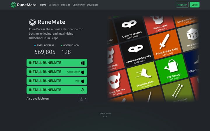 Screenshot of runemate.com