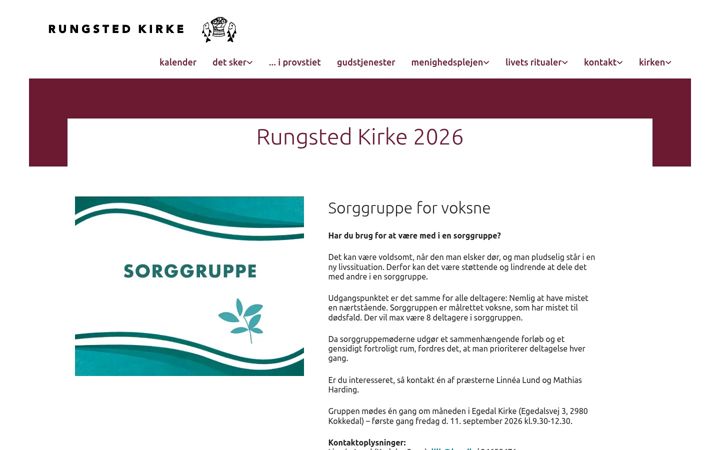 Screenshot of rungstedkirke.dk