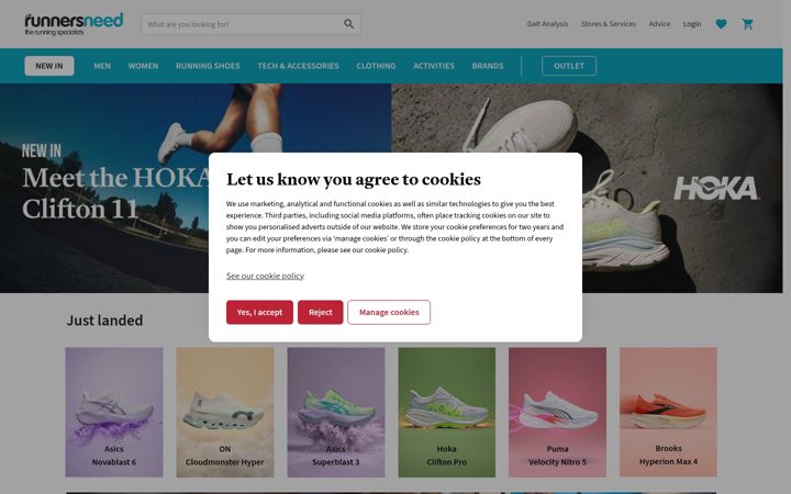 Captură de ecran a runnersneed.com