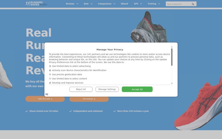 Screenshot of runningshoesguru.com