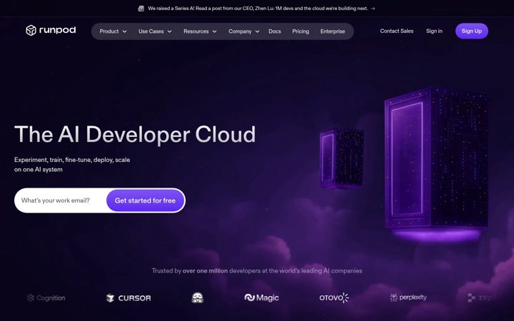 Screenshot van runpod.io