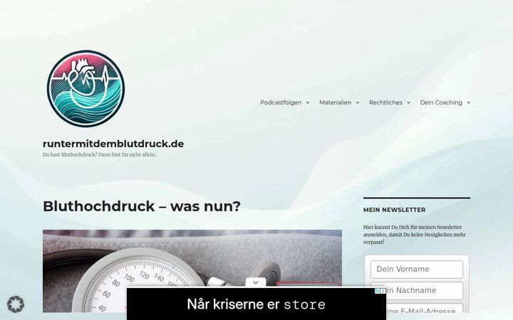 Captură de ecran a runtermitdemblutdruck.de