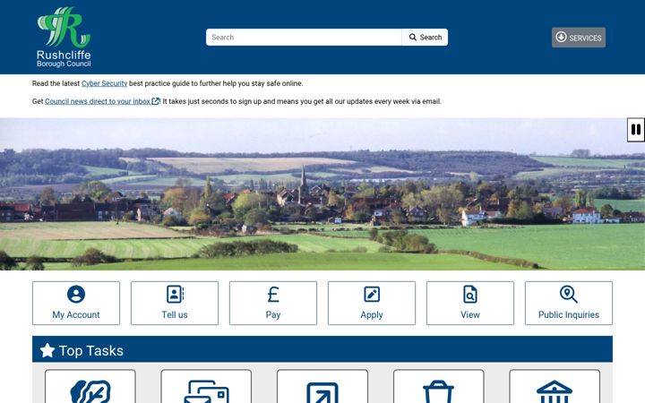 Screenshot of rushcliffe.gov.uk