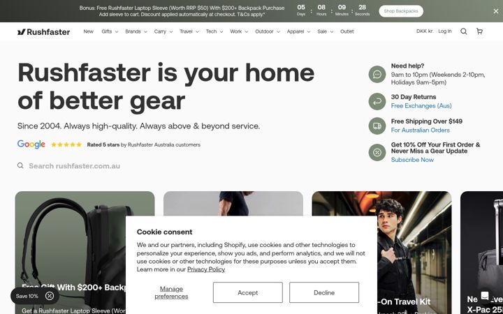 Screenshot von rushfaster.com.au