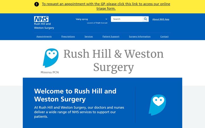 Screenshot of rushhillandwestonsurgery.nhs.uk